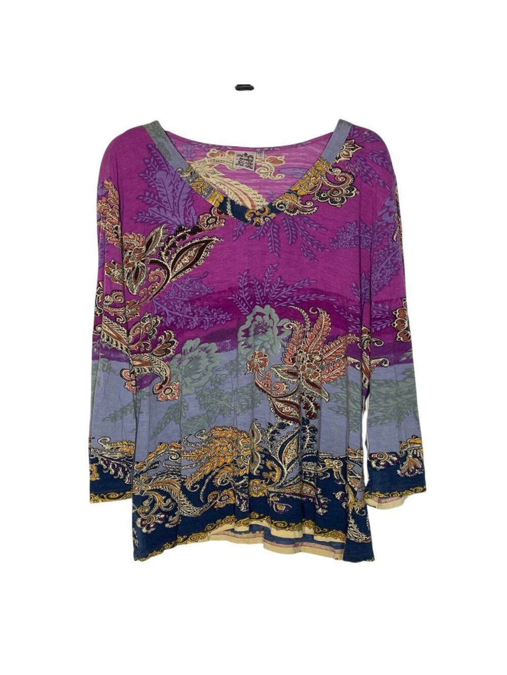 Parsley & Sage Paisley Floral Artsy Top Sz XL Rayon Art to Wear Colorful